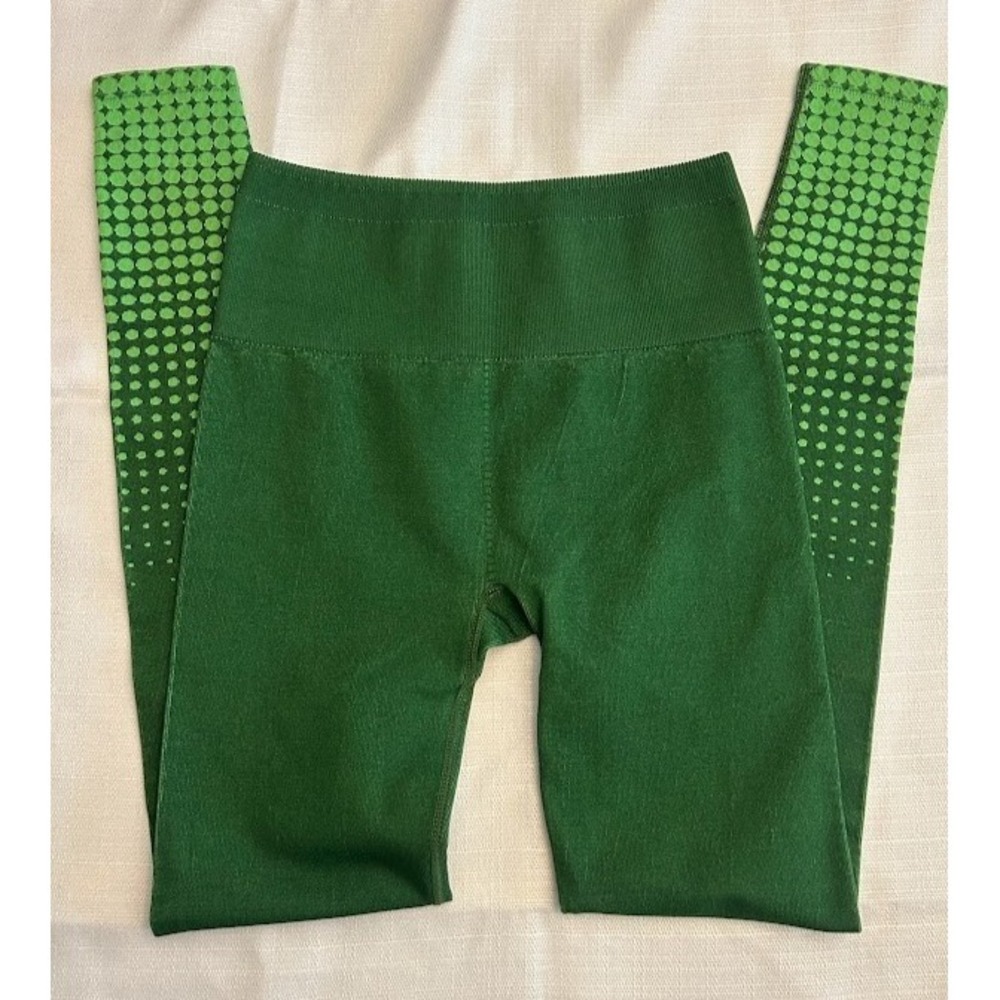 Fabletics High Waist Seamless Compression Leggings Women's XS‎ Green Dot EUC